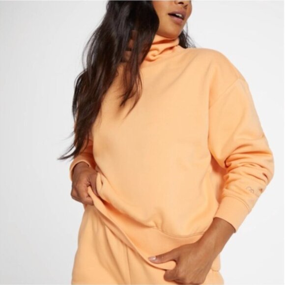 Calia Everyday Fleece Turtleneck Size Medium Apricot Light Orange Sweatshirt - Picture 1 of 10